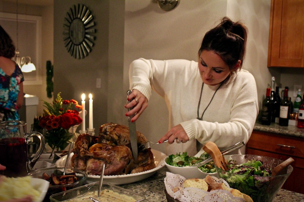 Irina carving the turkey