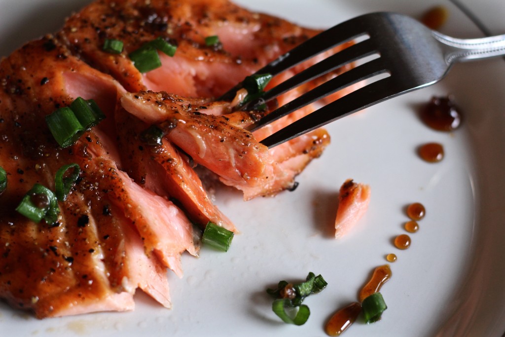 salmon with garlic honey bourbon glaze