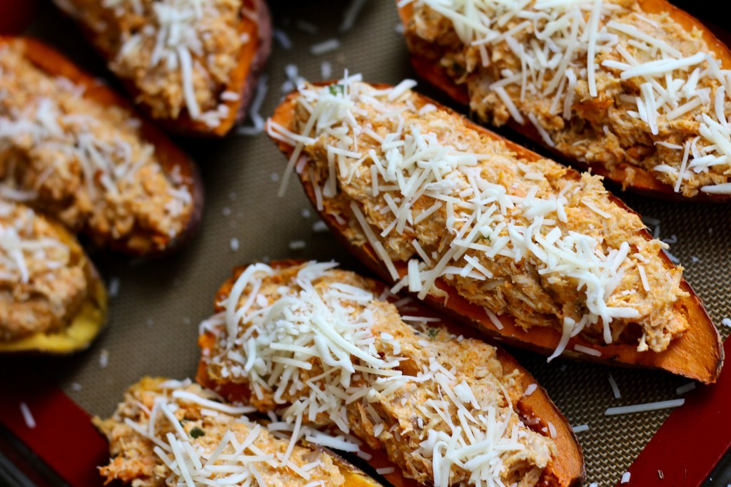 chicken stuffed sweet potato boats