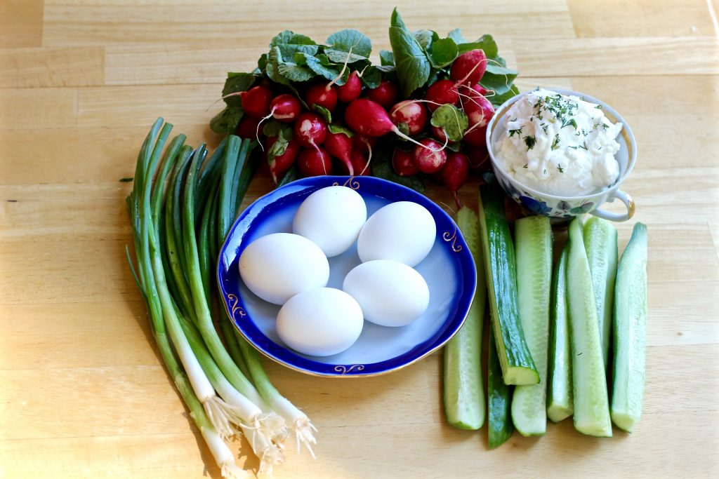 fresh cucumber radish egg salad