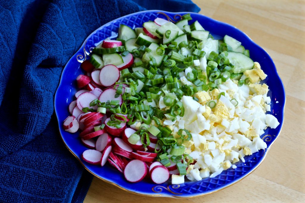 fresh cucumber radish egg salad