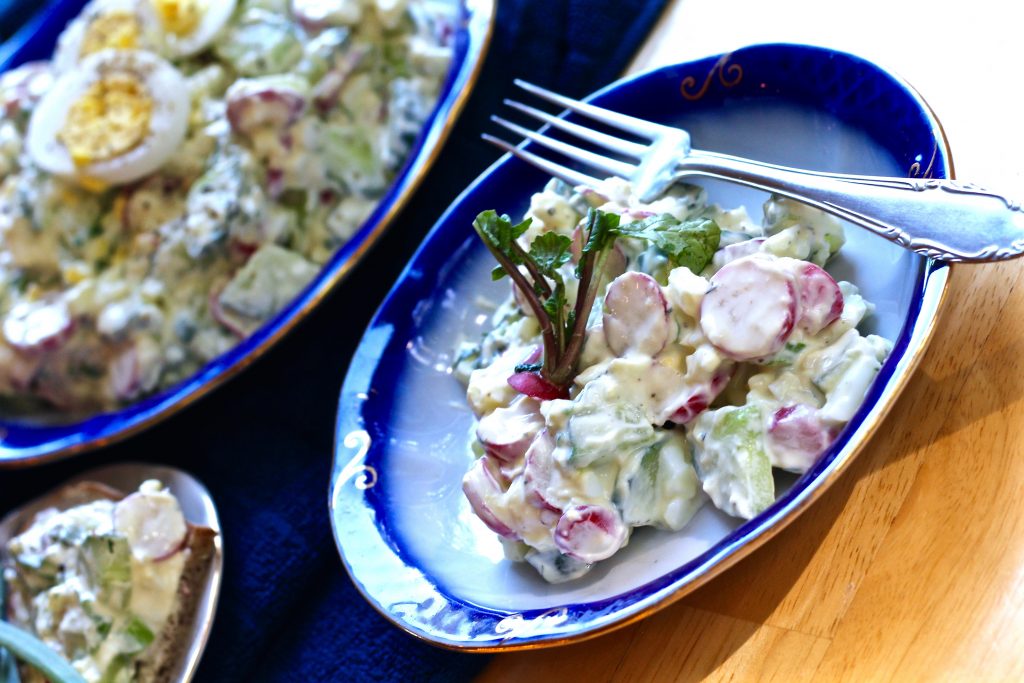 fresh cucumber radish egg salad