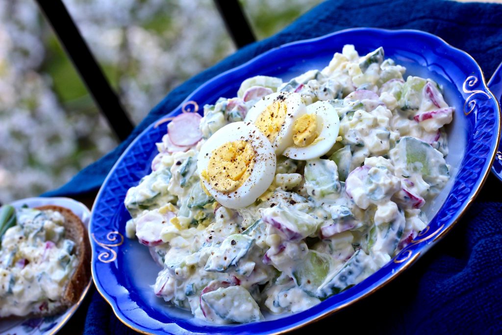 fresh cucumber radish egg salad