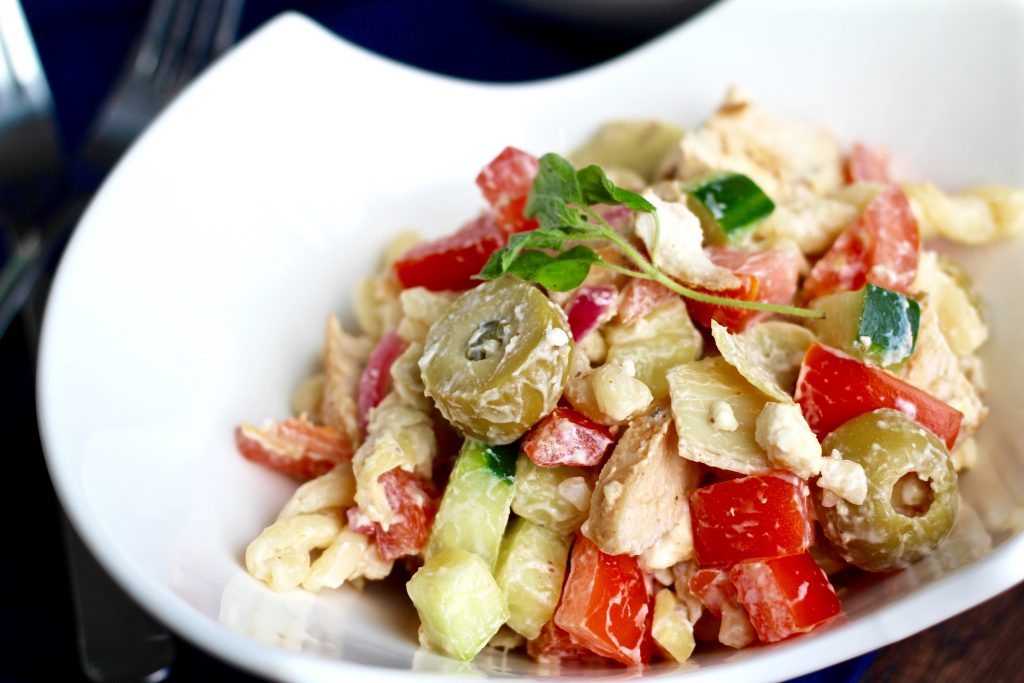 greek chicken pasta salad
