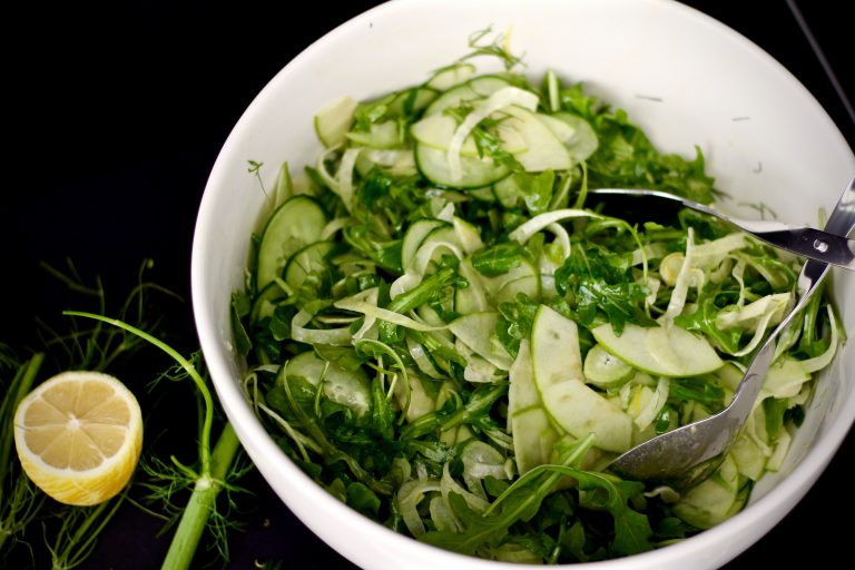 Shaved Fennel Arugula Salad w/ Maple Lemon Vinaigrette Yuli Cooks